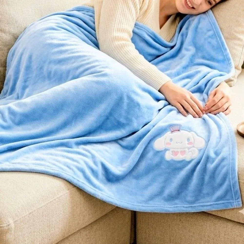CINNAMOROLL THROW BLANKET Blue Velvet Soft Anime Hello Kitty Kawaii 35x35